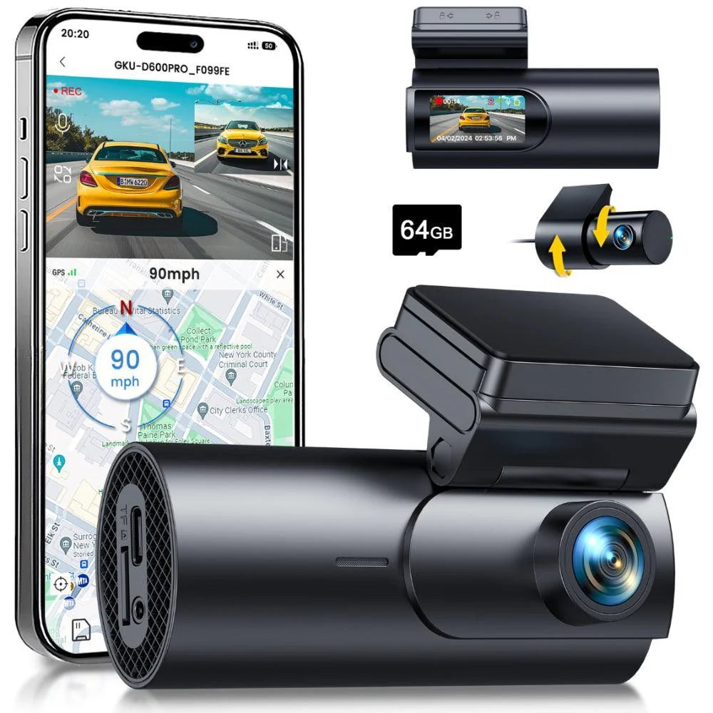 DASHCAM AVANT + ARRIÈRE 4k + 1080p + CARTE 64gb offerte garantie 2ans 🇫🇷 Promotion aujourd’hui !