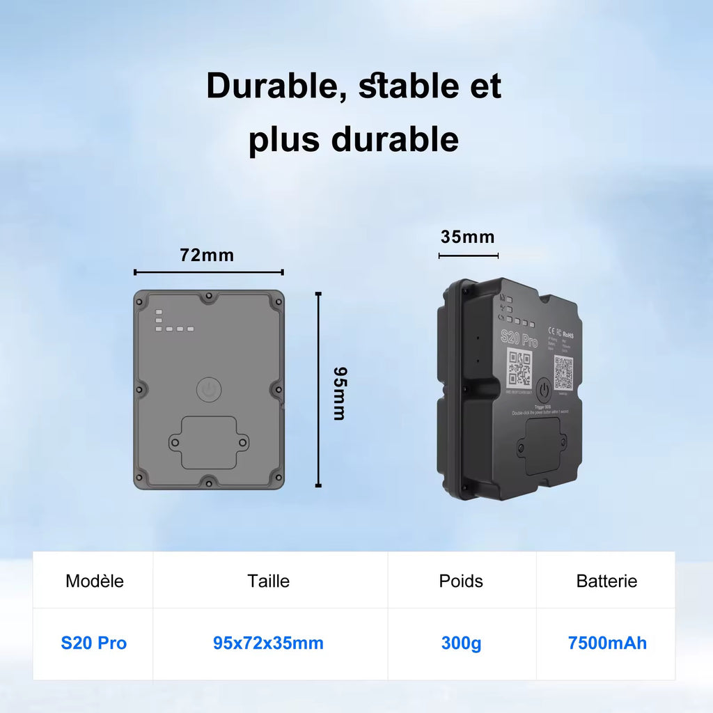 Traceur GPS 4G en temps réel – autonomie 30 jours