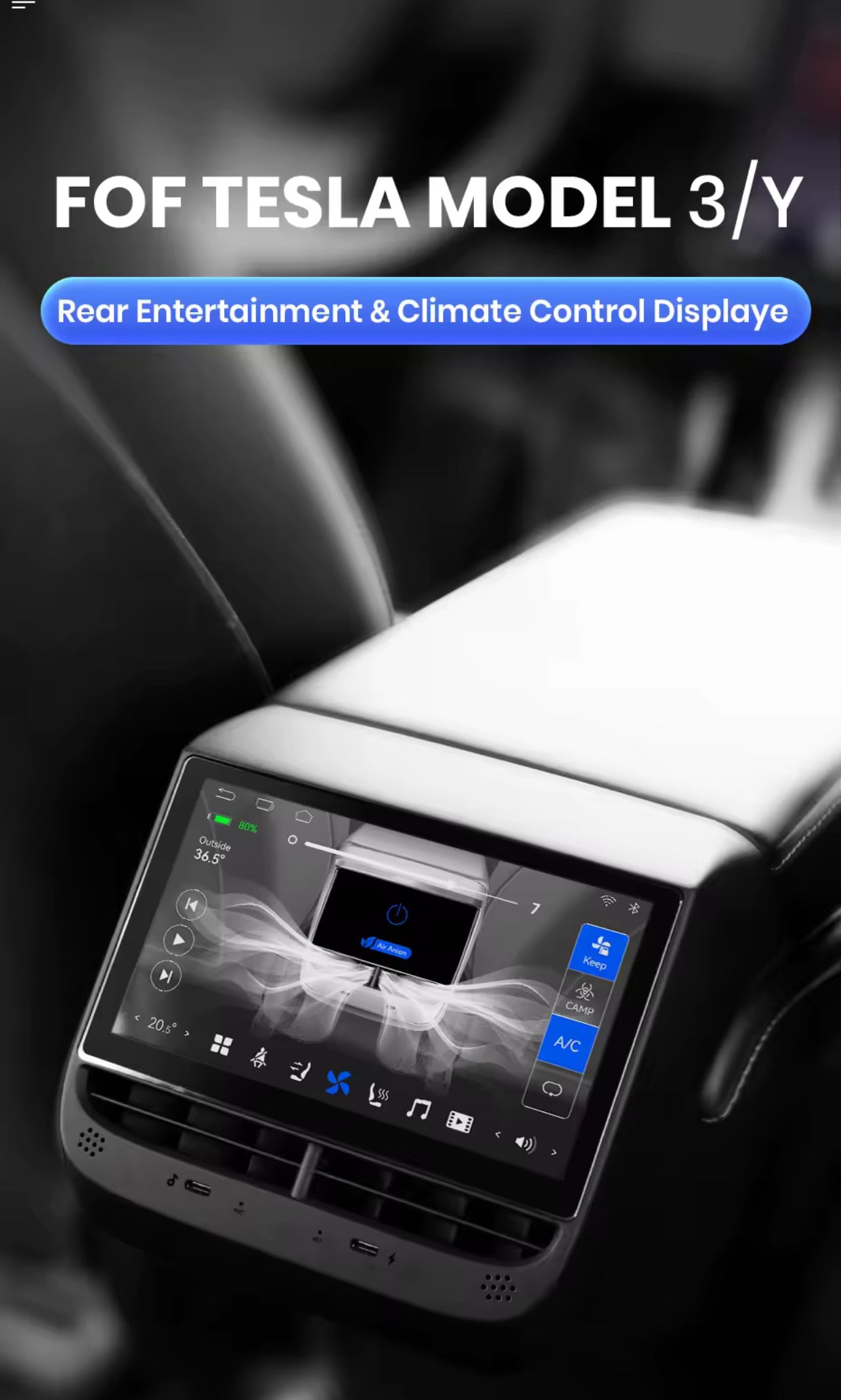 Écran de commande arrière TESLA modèle 3 et y