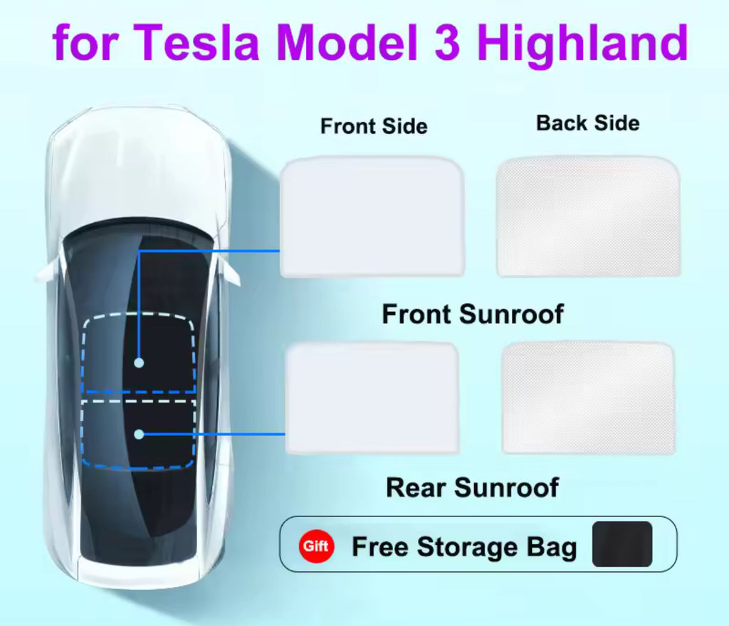 Pare soleil toit tesla modèle y et modèle 3 highland