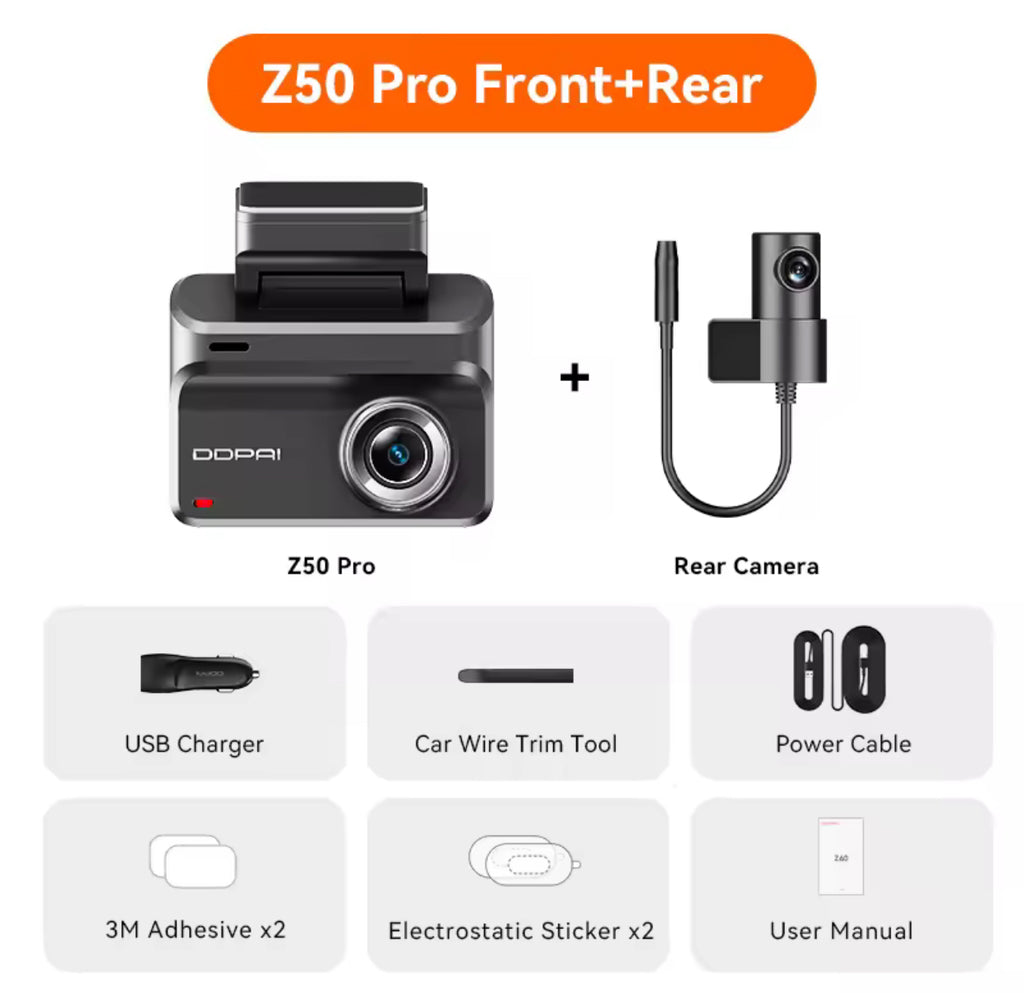 Dashcam avant /arriere DDPAI 4g cloud 4k kit complet avec box cloud et kit parking - garantie 2ans Sav  🇫🇷
