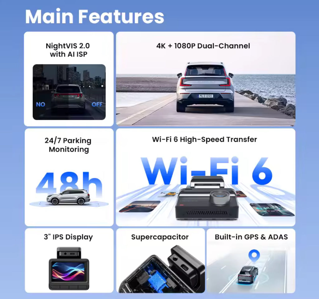 Dashcam avant /arriere DDPAI 4g cloud 4k kit complet avec box cloud et kit parking - garantie 2ans Sav  🇫🇷