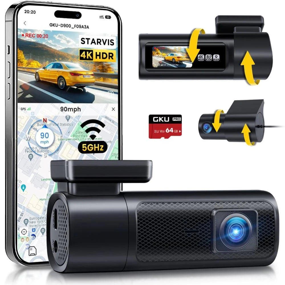 DASHCAM 2 OBJECTIF 4k HDR VISION NOCTURNE+ 2,5k SONY STARVIS + CARTE 64gb offerte !