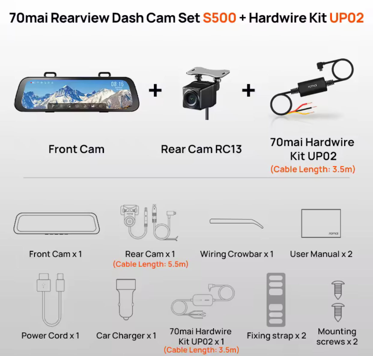 Rétroviseur Dashcam avant arrière utilitaire avec mode parking et camera recul