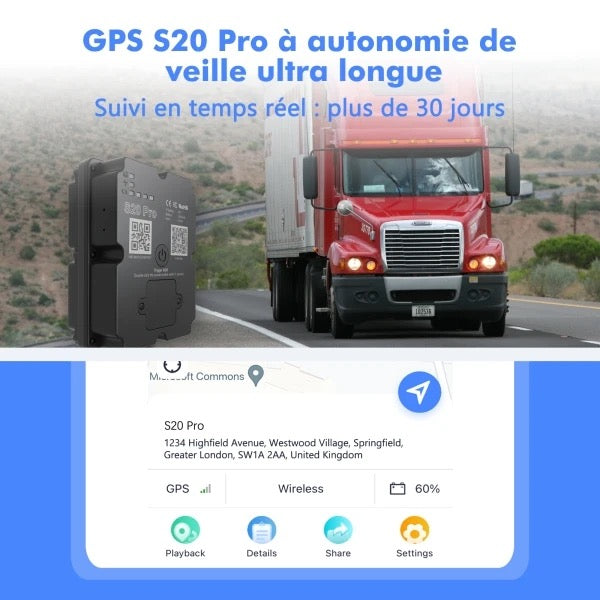 Traceur GPS 4G en temps réel – autonomie 30 jours