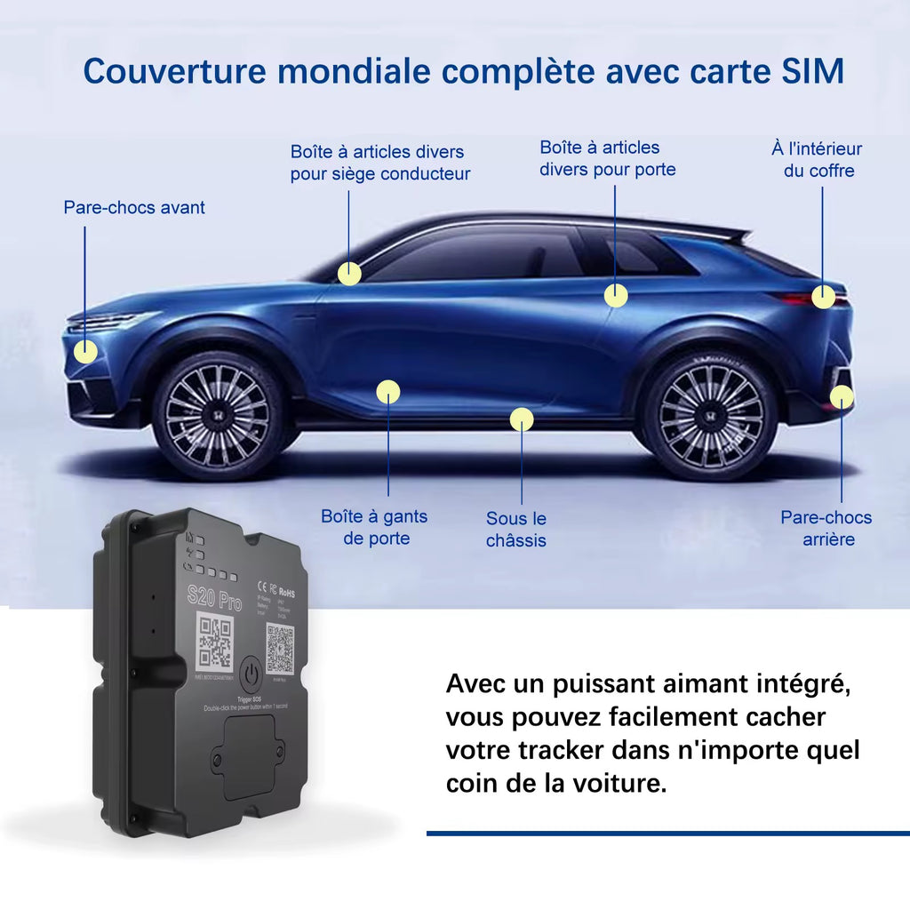 Traceur GPS 4G en temps réel – autonomie 30 jours